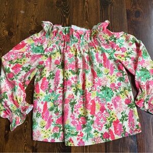 Tuckernuck Floral Smocked Blouse - Pink, Green, Yellow